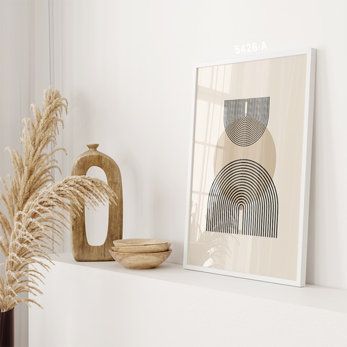 アートポスター 抽象画 幾何学 ベージュ ブラック 北欧風 シンプル