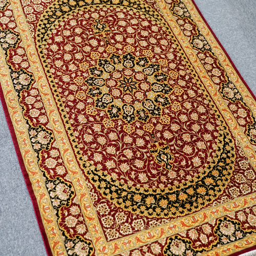 123×78cm 【ペルシャ絨毯 手織り クム産 マスミ工房 シルク 100 123×78cm 【ペルシャ絨毯 手織り クム産 マスミ工房 シルク 100