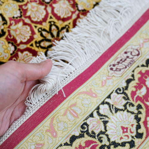 123×78cm 【ペルシャ絨毯 手織り クム産 マスミ工房 シルク 100 123×78cm 【ペルシャ絨毯 手織り クム産 マスミ工房 シルク 100