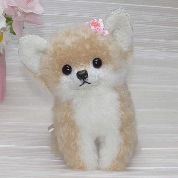 チワワ 座り型 犬ぬいぐるみ ぬいぐるみ置物 リアルファーの