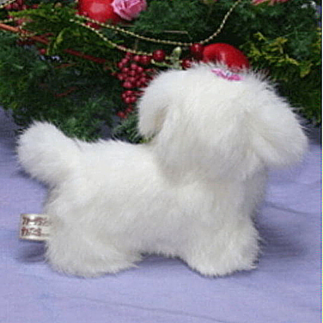 立ち姿マルチーズ　犬ぬいぐるみ　ぬいぐるみ置物　リアルファーのぬいぐるみ　ペット