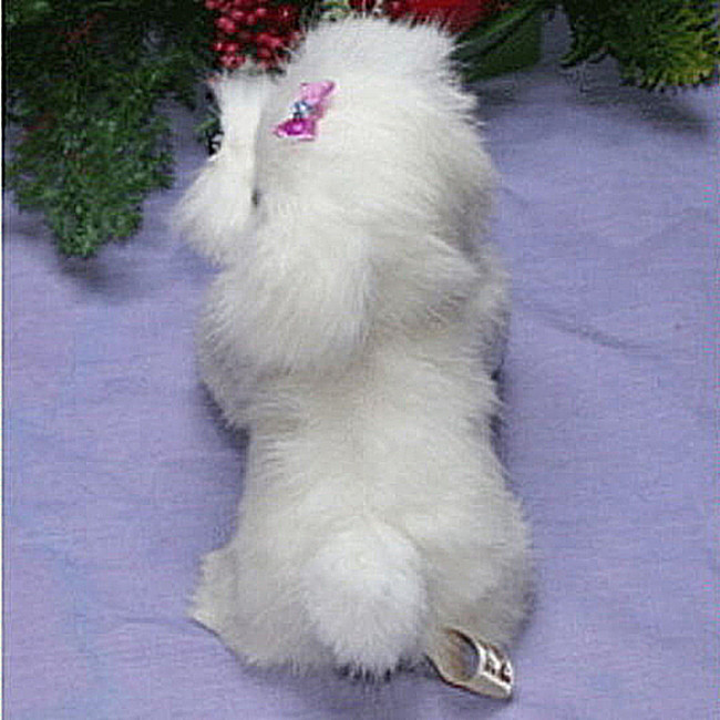 立ち姿マルチーズ　犬ぬいぐるみ　ぬいぐるみ置物　リアルファーのぬいぐるみ　ペット