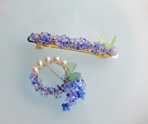 お花のバレッタ♪ 大人のバレッタ 藤の花 バレッタ アトリエまりりん 通販 17727309