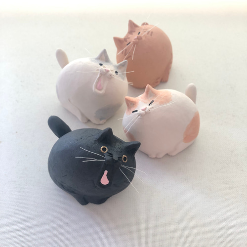 受注制作] あ〜。うん。猫（素焼きの猫 置物） その他置物 okara.bo