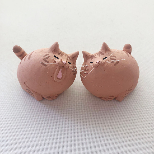 [受注制作]　あ〜。うん。猫（素焼きの猫　置物） 6枚目の画像