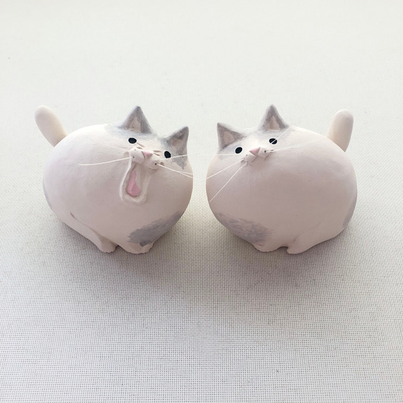 [受注制作]　あ〜。うん。猫（素焼きの猫　置物） 7枚目の画像
