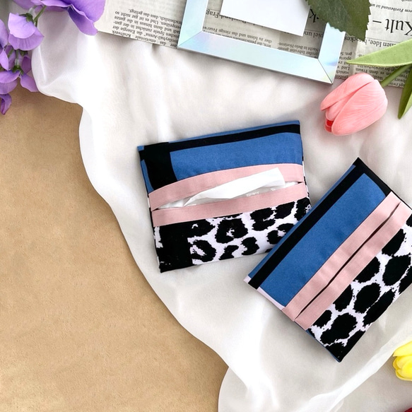 ちょっと差がつく/爽やかブルーのおしゃれレオパード/ポケット