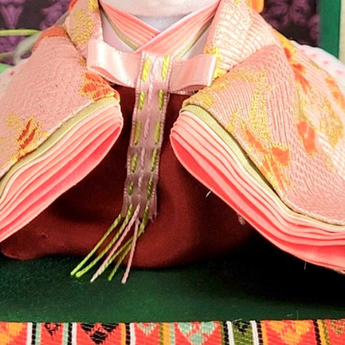 750 小さなお着物〈お姫様〉十二単【西陣織】正絹桃色紗綾形地に