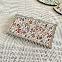 ＊ハニカム模様＊和柄＊①レッドパープル系×クリスタル◆ピルケース・アクセサリーケース◆(小物入れ)＊クリスタルガラス 7枚目の画像