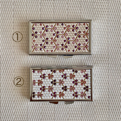 ＊ハニカム模様＊和柄＊①レッドパープル系×クリスタル◆ピルケース・アクセサリーケース◆(小物入れ)＊クリスタルガラス 5枚目の画像