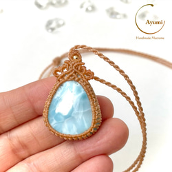 輝きのひと粒♪ラリマーの天然石マクラメ編みネックレス ネックレス