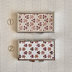 ＊ハニカム模様＊和柄＊②レッドパープル系×ホワイトオパール◆ピルケース・アクセサリーケース◆クリスタルガラス 6枚目の画像