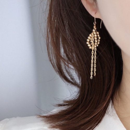 選べる金具》垂れリボンピアス or イヤリング 14kgf or サージカル