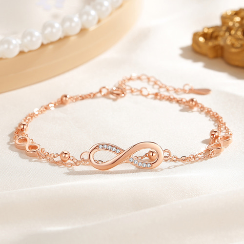 インフィニティ 2連ブレスレット 925シルバー キュービックジルコニア