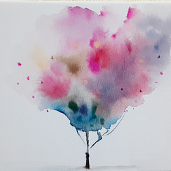 カラフルな森)フレーム付き水彩画送料無料 絵画 takakei 通販 12705639