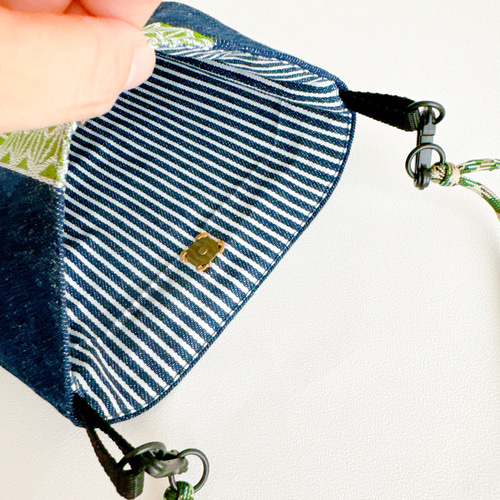 日本 倉敷 畳縁 和柄デニムスマホポシェット｜サコッシュメンズ