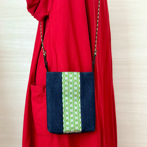 倉敷 畳縁 和柄デニムスマホポシェット｜サコッシュメンズショルダー 