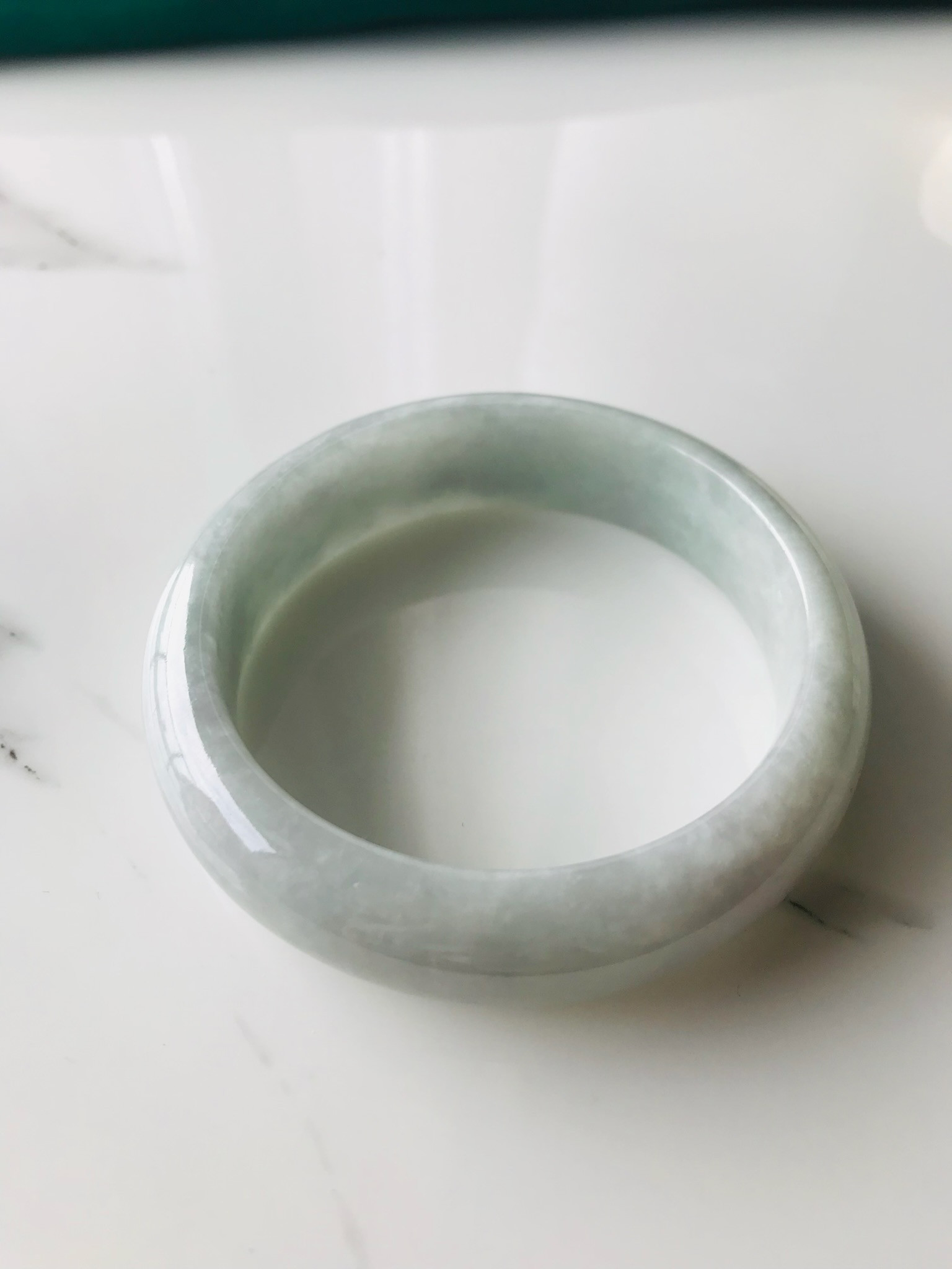 [B310-0102] ジェイド　JADE  ヒスイ　本翡翠　バングル　希少　ミャンマー産　ホワイト　 54.8mm