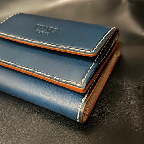 三つ折り財布 ブッテーロ / ネイビーブルー 三つ折り財布 rollcake