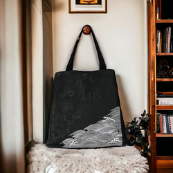 三つの黒シリーズ）ちょっと大きめの肩掛けバッグ 夏の絽の着物