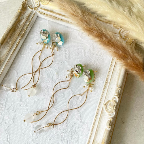 クリスタル&シェル 2wayピアス ピアス（スタッド・一粒） sumire__ 