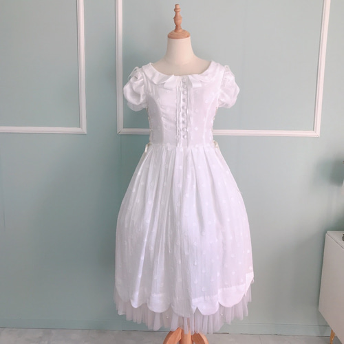 ロワン　白ワンピース AMBIDEX Store △recycle OX 数字刺繍 シャツワンピース(F コン