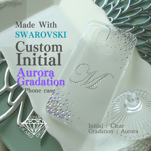 パステルカラー グラデーション スワロフスキー スマホケース iPhone15