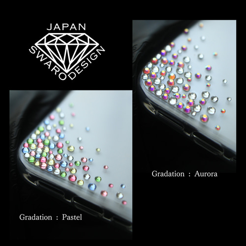 パステルカラー グラデーション スワロフスキー スマホケース iPhone15
