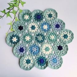 【ハンドメイド】かぎ針編み♡お花畑の膝掛け・おくるみ・マルチカバー ハンドメイドかぎ針編み お花 モチーフ編み ひざ掛け❁光