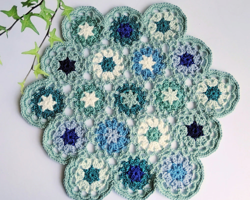 手編み六角形 花柄 マルチカバー 手編み六角形 花柄 マルチカバー 08ec5f3944509928b7d18114a45ffb