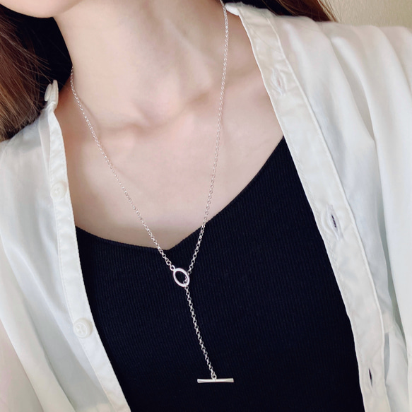 silver925 万能♡オーバルマンテルのロングネックレス 2way 60cmチェーン ネックレス・ペンダント GLEAM  通販｜Creema(クリーマ) 17728704