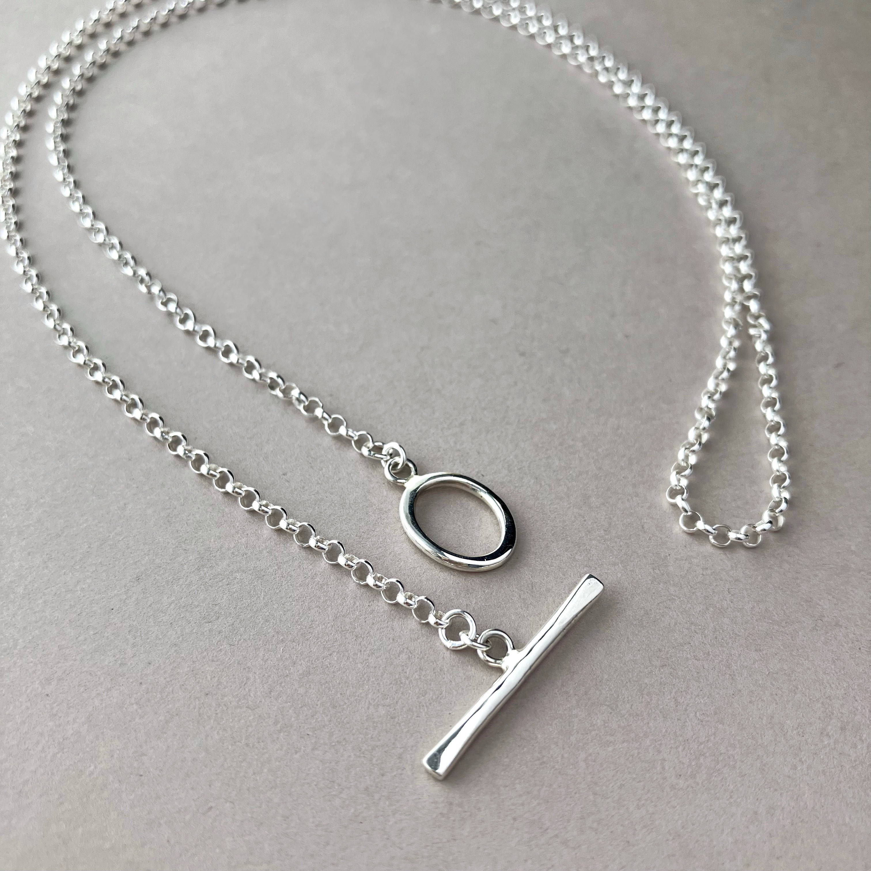 silver925  万能♡オーバルマンテルのロングネックレス　2way  60cmチェーン