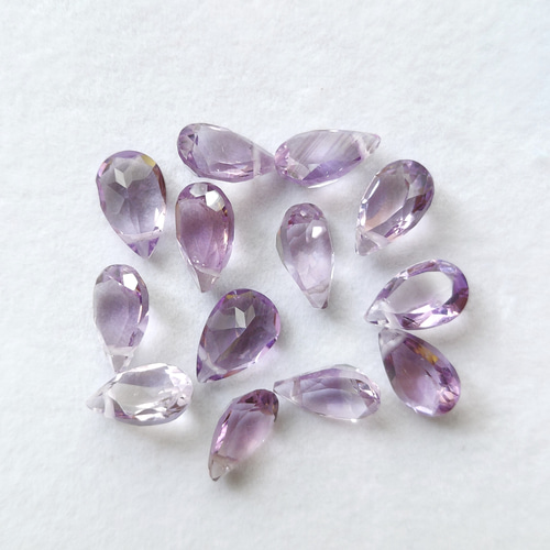 14kgf 宝石質アメジスト ペアシェイプ ファセットカット フックピアス  