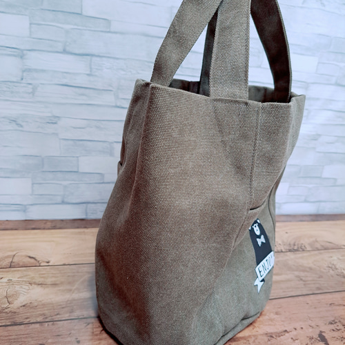 オーバルトートバッグ⑤帆布☆ハンドメイド☆トートバッグ