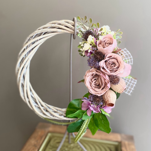 ◯専用ページです◯アーティフィシャルフラワーリース アーティフィシャルフラワーハーフリース 20センチ アート