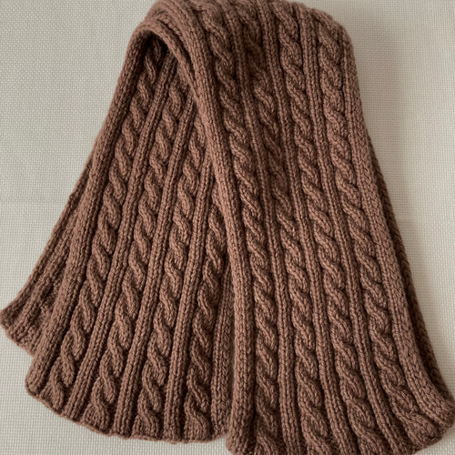 メリノウールの手編みマフラー 並太毛糸 茶色 マフラー Knitting LOVE