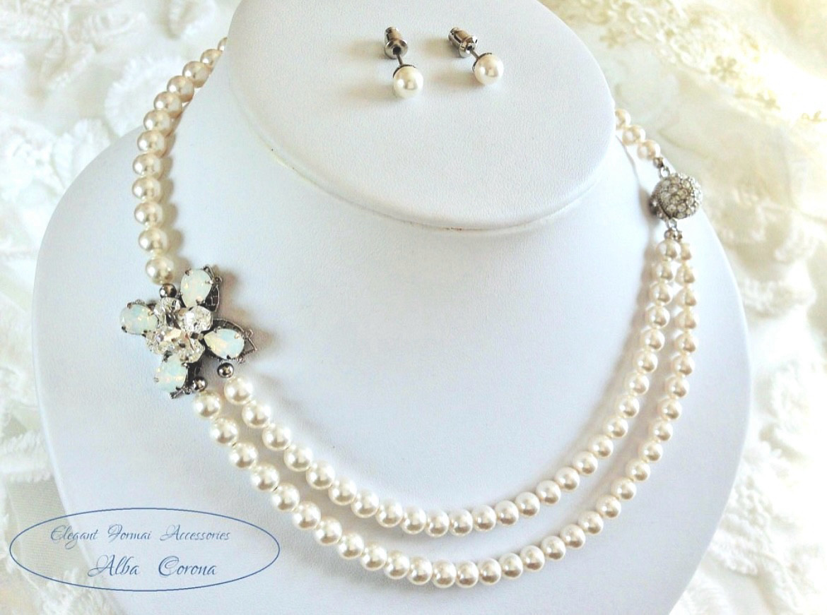 【再販】スワロフスキー クリスタルパール とbijouの フォーマル ネックレス / セレモニー ウエディング