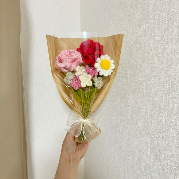 デイジー　枯れない花束　枯れない花　毛糸　かぎ針編み　かぎ編み　あみぐるみ　編みぐるみ　プレゼント　花束　手編み　編み物 