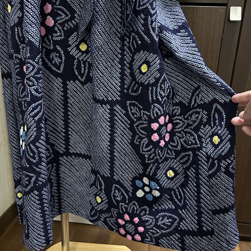 有松鳴海絞り ハイウエスト ワンピース パフスリーブ Aライン