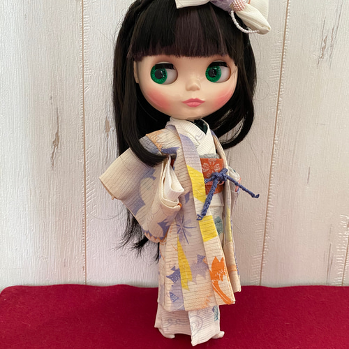 22cmドールさん着物 正絹絽お着物と長羽織 0198 ブライス 22cmドールさん着物 正絹絽お着物と長羽織 0198 ブライス