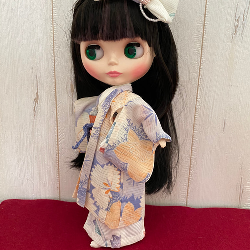 22cmドールさん着物 正絹絽お着物と長羽織 0198 ブライス