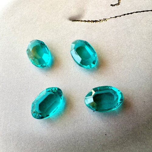 2点1セット ヴィンテージスワロフスキー 12×8mm 台座 オーバル ブルー