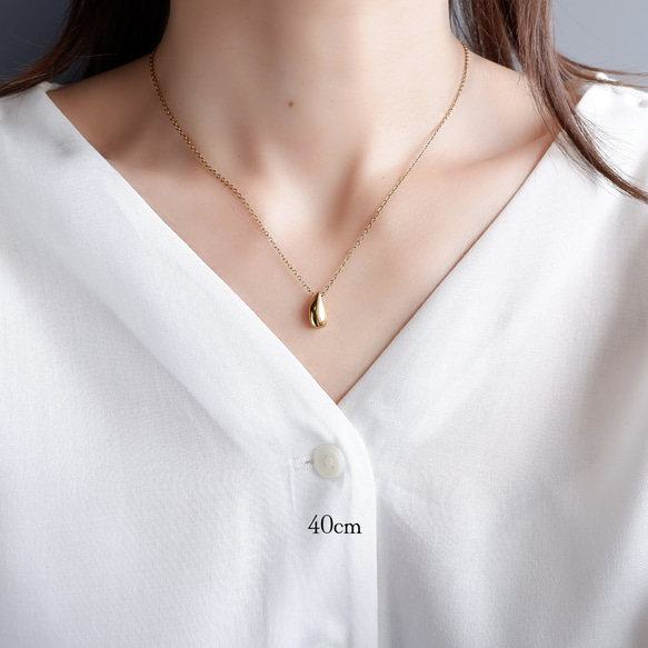つけっぱなしOK＊しずくネックレス サージカルステンレス ゴールド/シルバー 金属アレルギー対応 13枚目の画像