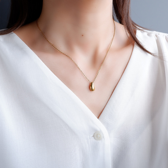 つけっぱなしOK＊しずくネックレス サージカルステンレス ゴールド/シルバー 金属アレルギー対応 3枚目の画像