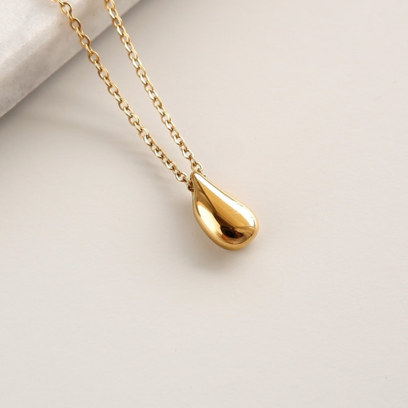 つけっぱなしOK＊しずくネックレス サージカルステンレス ゴールド/シルバー 金属アレルギー対応 6枚目の画像