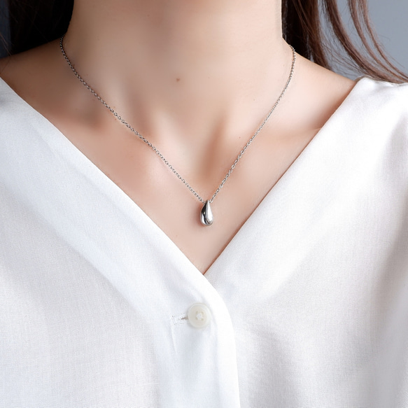 つけっぱなしOK＊しずくネックレス サージカルステンレス ゴールド/シルバー 金属アレルギー対応 11枚目の画像