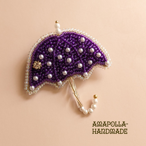 ハンドメイド ビーズ刺繍 ブローチ 傘&雲 セット｜Yahoo!フリマ