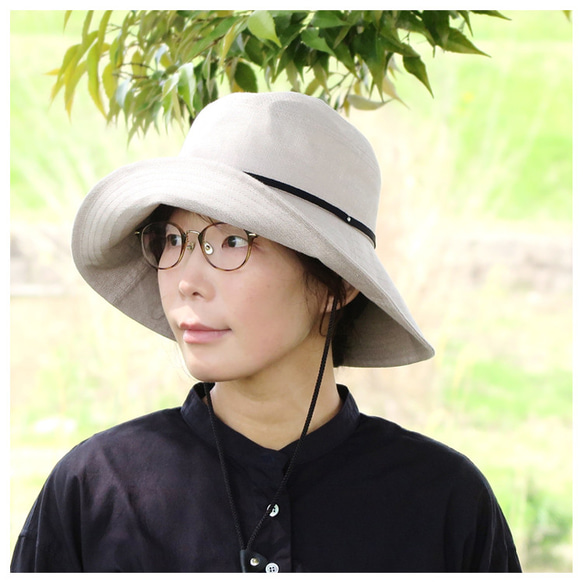 UVカット 完全遮光のリネンシェードクロッシェ ～UV Cat Linen Shade Cloc～あご紐付き【動画あり】 1枚目の画像