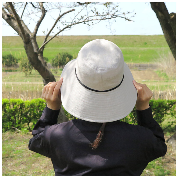 UVカット 完全遮光のリネンシェードクロッシェ ～UV Cat Linen Shade Cloc～あご紐付き【動画あり】 8枚目の画像