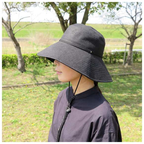 UVカット 完全遮光のリネンシェードクロッシェ ～UV Cat Linen Shade Cloc～あご紐付き【動画あり】 6枚目の画像